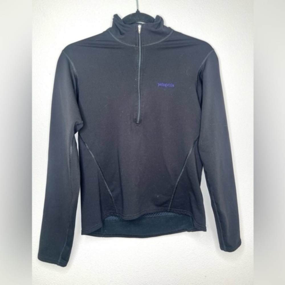 Patagonia Pullover Top Womens Cool Weather Long Sleeve Black 1/4 zip